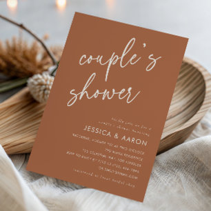 Terracotta Minimal Boho Couple's Shower Invitation