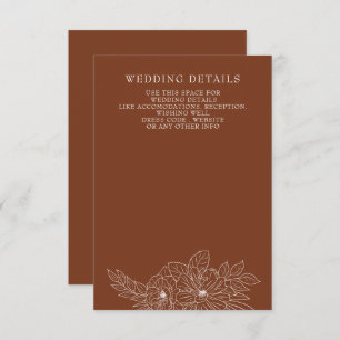 Terracotta Minimal Elegant Floral Sketch Wedding Enclosure Card