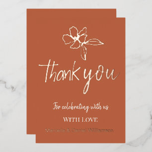 Terracotta Minimal Floral Wedding Thank You
