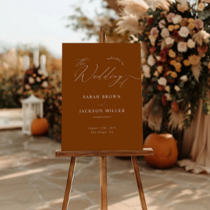 Terracotta Minimal Modern Script Wedding Welcome Poster