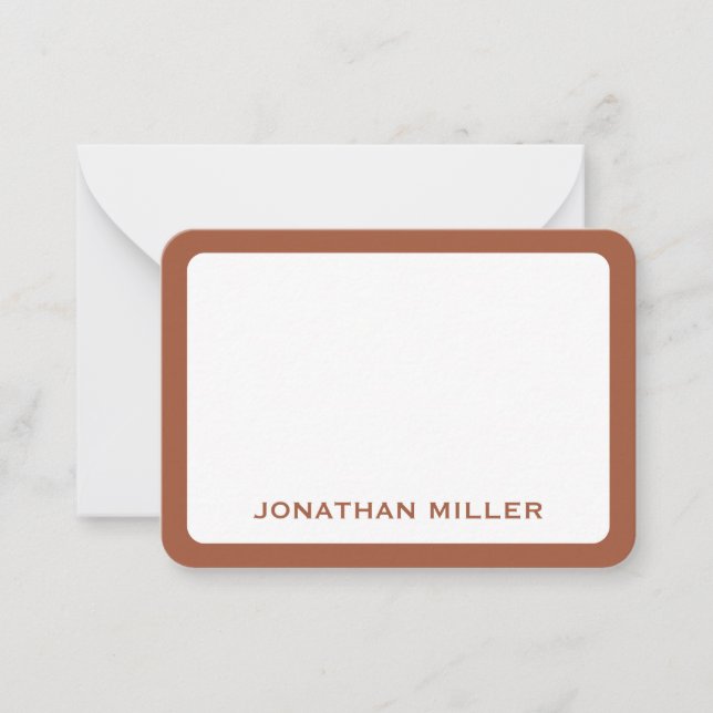 Terracotta Minimal Monogram Name Rounded Corners Card (Front)