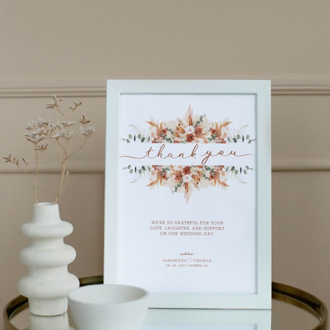 Terracotta Minimal Script Thank You Letter wedding Poster (Creator Uploaded)