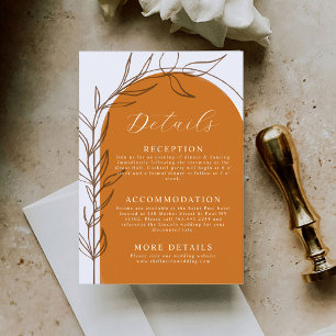 Terracotta Minimal Wedding Details Enclosure Card