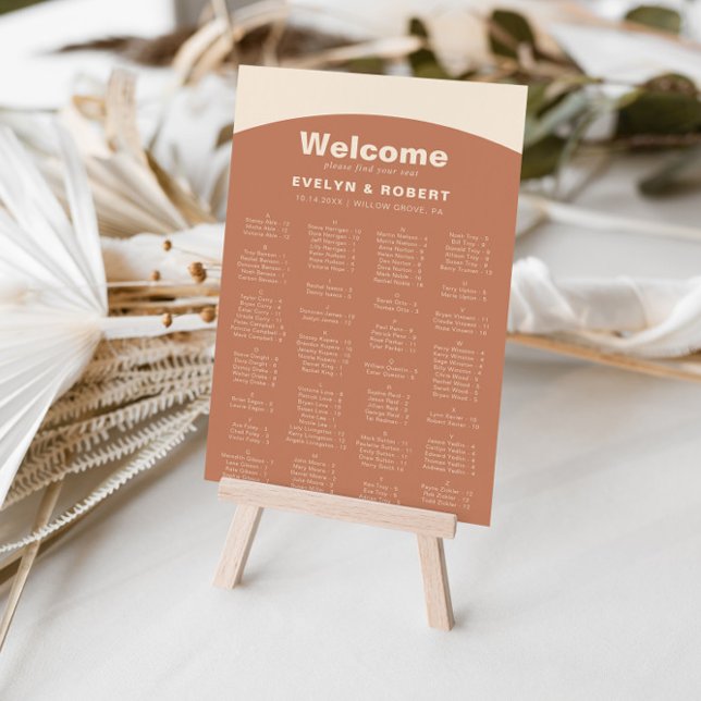 Terracotta Minimalist Alphabetical Seating Chart (Creator Uploaded)