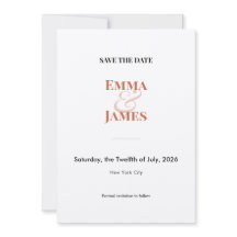 Terracotta Minimalist Ampersand Save the Date