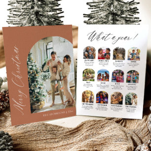 Terracotta Minimalist Arch Photo Merry Christmas Holiday Card