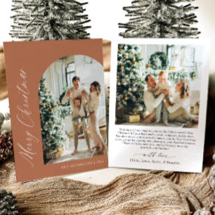 Terracotta Minimalist Arch Photo Merry Christmas Holiday Card