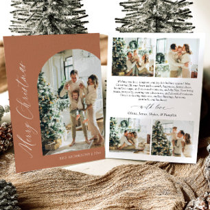 Terracotta Minimalist Arch Photo Merry Christmas Holiday Card