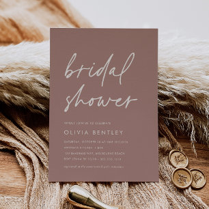 Terracotta   Minimalist Boho Script Bridal Shower Invitation