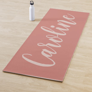Terracotta Minimalist Calligraphy Personalized Yoga Mat