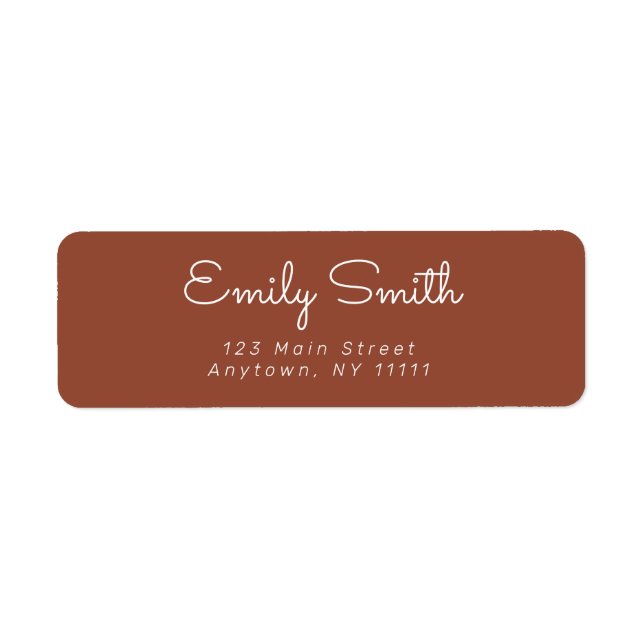 Terracotta Minimalist Cursive Return Address Label (Front)