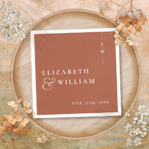 Terracotta Minimalist Elegant Monogram Wedding Napkin