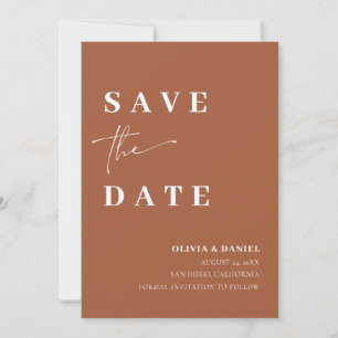 Terracotta Minimalist Elegant Photo Save the Date Invitation