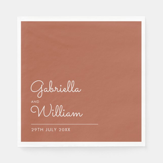 Terracotta Minimalist Elegant Script Napkin (Front)