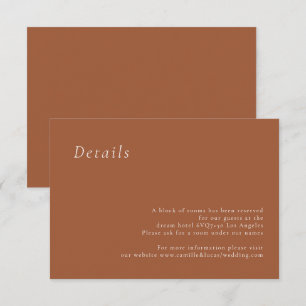 Terracotta Minimalist Elegant Wedding Details card