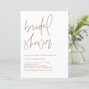 Terracotta Minimalist Handwritten Bridal Shower Invitation