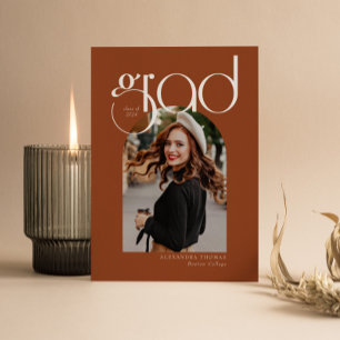 Terracotta Minimalist Modern 5 Arch Pic Graduation Invitation