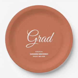 Terracotta Minimalist Modern Graduation Party Paper Plate