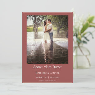Terracotta Minimalist Modern Photo Save The Date