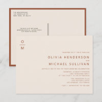 Terracotta Minimalist Monogram QR Code Wedding