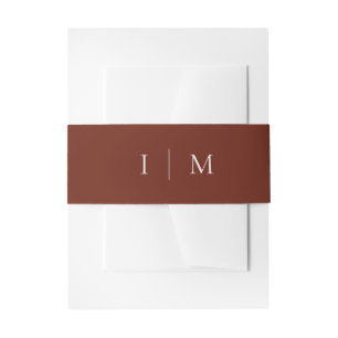 Terracotta Minimalist Monogram Wedding Invitation Belly Band