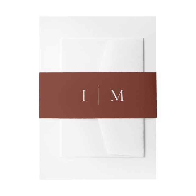 Terracotta Minimalist Monogram Wedding Invitation Belly Band (Front Example)