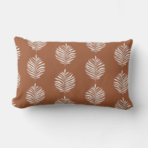 Terracotta Minimalist Palm Leaf Pattern Lumbar Pillow