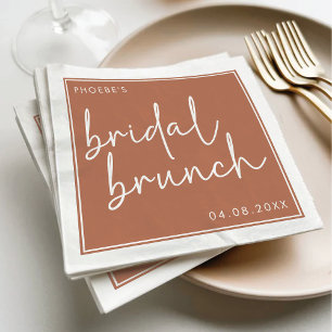 Terracotta Minimalist Script Bridal Brunch Napkin