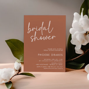 Terracotta Minimalist Script Bridal Shower Invitation