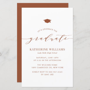 Terracotta Minimalist Script Graduation Invitation