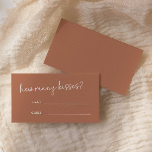 Terracotta Minimalist Script How Many Kisses Game Enclosure Card
