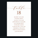 Terracotta Minimalist Script Wedding Seating Plan Table Number<br><div class="desc">Customizable table number seating plan. It features a terracotta whimsical script and classic typography. Personalize by adding your own details. This minimalist table seating plan is perfect for any weddings,  baby showers,  bridal showers,  birthdays,  and so much more.</div>