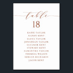 Terracotta Minimalist Script Wedding Seating Plan Table Number<br><div class="desc">Customizable table number seating plan. It features a terracotta whimsical script and classic typography. Personalize by adding your own details. This minimalist table seating plan is perfect for any weddings,  baby showers,  bridal showers,  birthdays,  and so much more.</div>