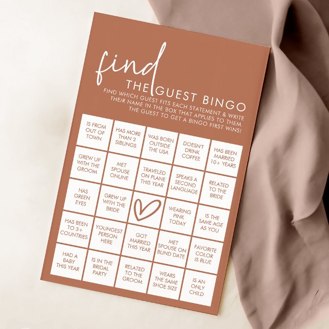 Terracotta Minimalist Shower Guest Bingo Game (Creator Uploaded)