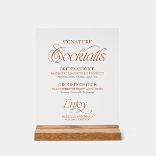 Terracotta Minimalist Signature Cocktails Sign