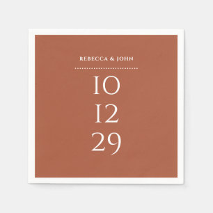 Terracotta Minimalist Special Date Wedding Napkin