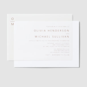 Terracotta Minimalist Typography Monogram Wedding Vellum Invitations