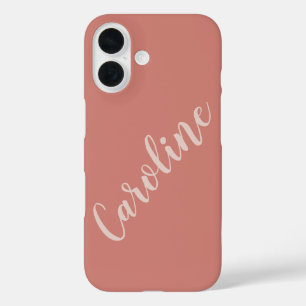 Terracotta Minimalist Typography Personalized Name iPhone 16 Case