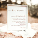 Terracotta Minimalist Wedding Bar Menu, Drink Menu Poster<br><div class="desc">This beautiful Drink Menu Sign features a beautifully modern minimalist elegance to display at your wedding or special event. Easily edit most wording to match your style. Text and background colours are fully editable —> click the "Customize Further" button to edit!</div>