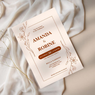 Terracotta Minimalist Wedding Invitation