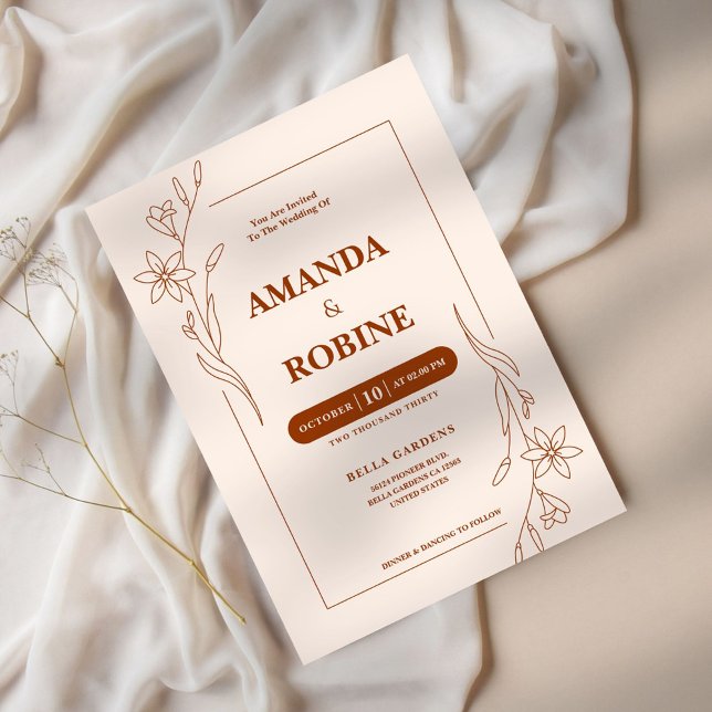 Terracotta Minimalist Wedding Invitation (Creator Uploaded)