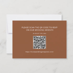 Terracotta Minimalist Wedding RSVP QR Code Card