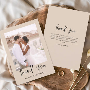 Terracotta Minimalist Wedding Thank You Photo  Card