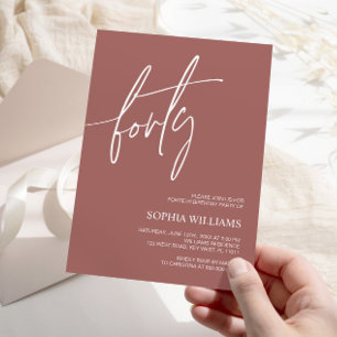 Terracotta Minimaliste 40e anniversaire Invitation