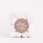 Terracotta | Mint to Be Personalized Wedding Favou Classic Round Sticker<br><div class="desc">Minty fresh wedding favour stickers feature "mint to be" in white script lettering accented with hearts,  on an earth tone terracotta background. Personalize with your names and wedding date.</div>