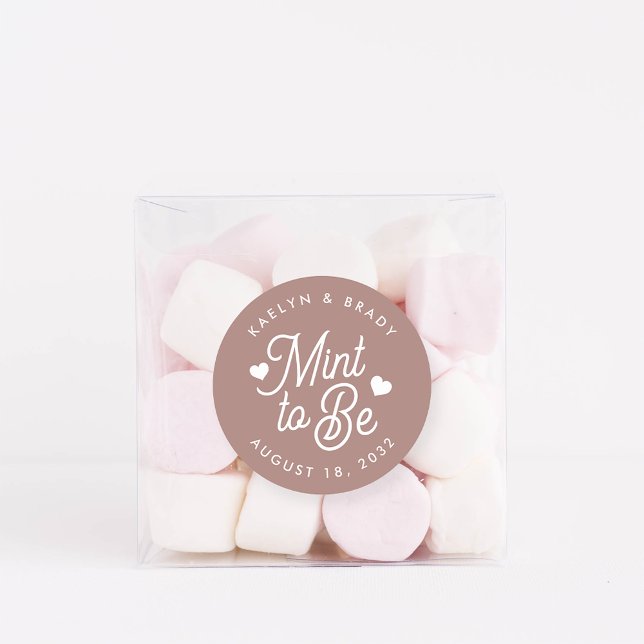 Terracotta | Mint to Be Personalized Wedding Favou Classic Round Sticker (Creator Uploaded)