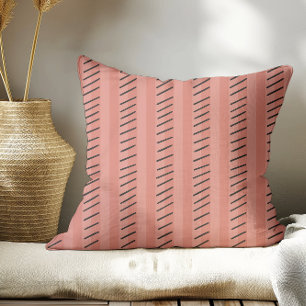 Terracotta Modern Boho Stripes  Throw Pillow