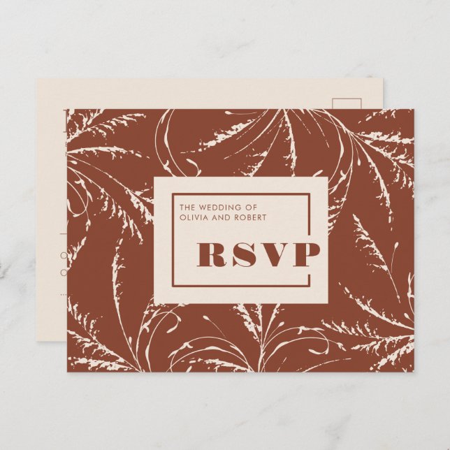 Terracotta Modern Boho Wedding RSVP Postcard (Front/Back)