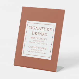 Terracotta Modern Classic Signature Drinks Pedestal Sign
