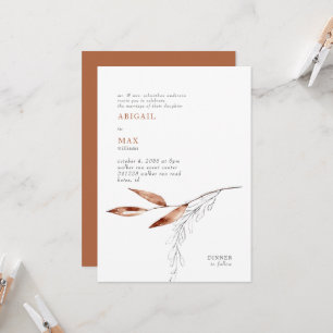 Terracotta Modern Foliage Wedding Invitation